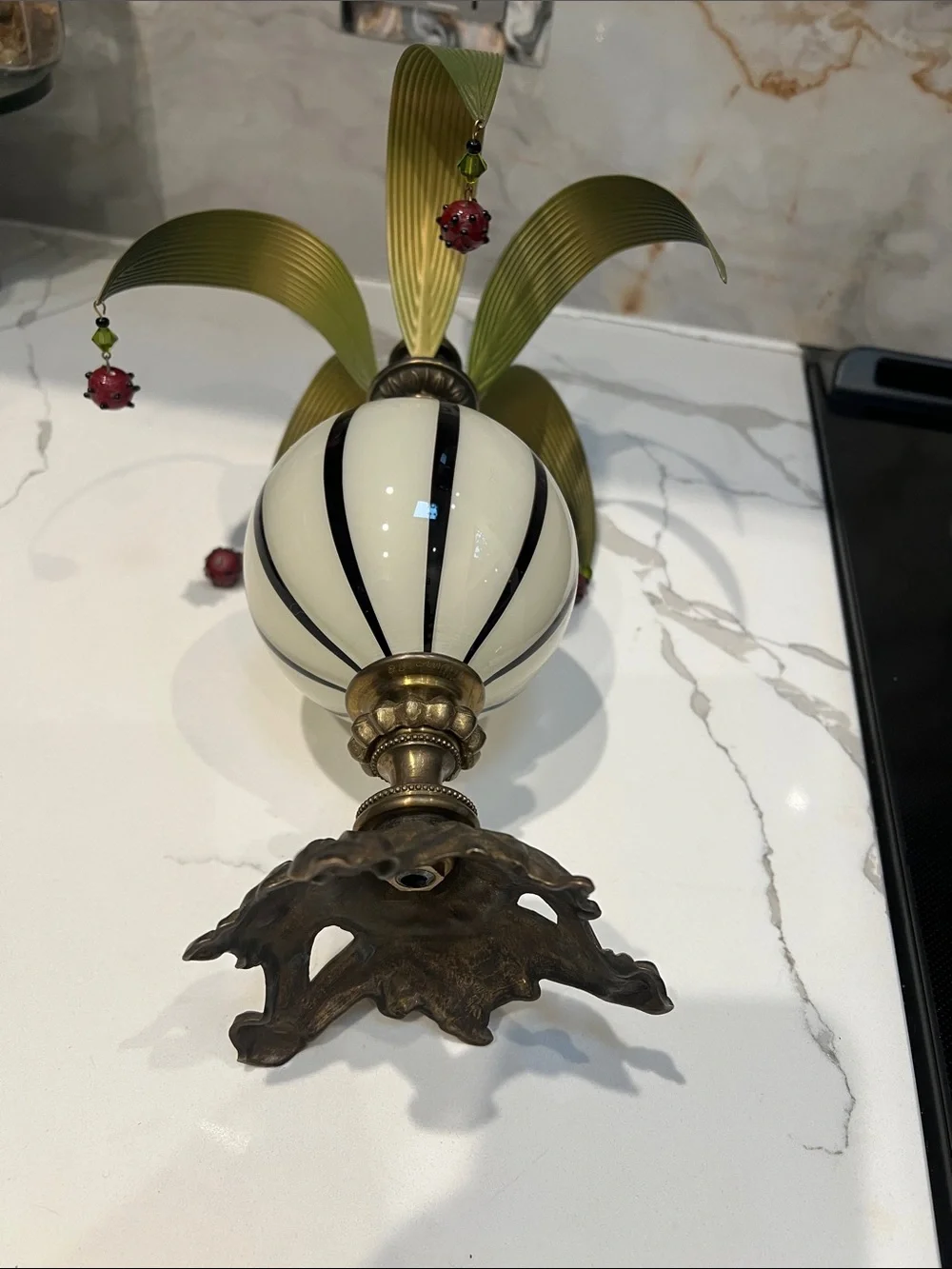 Mollie Woods Harlequin Blown Glass & Metal Candle Stick